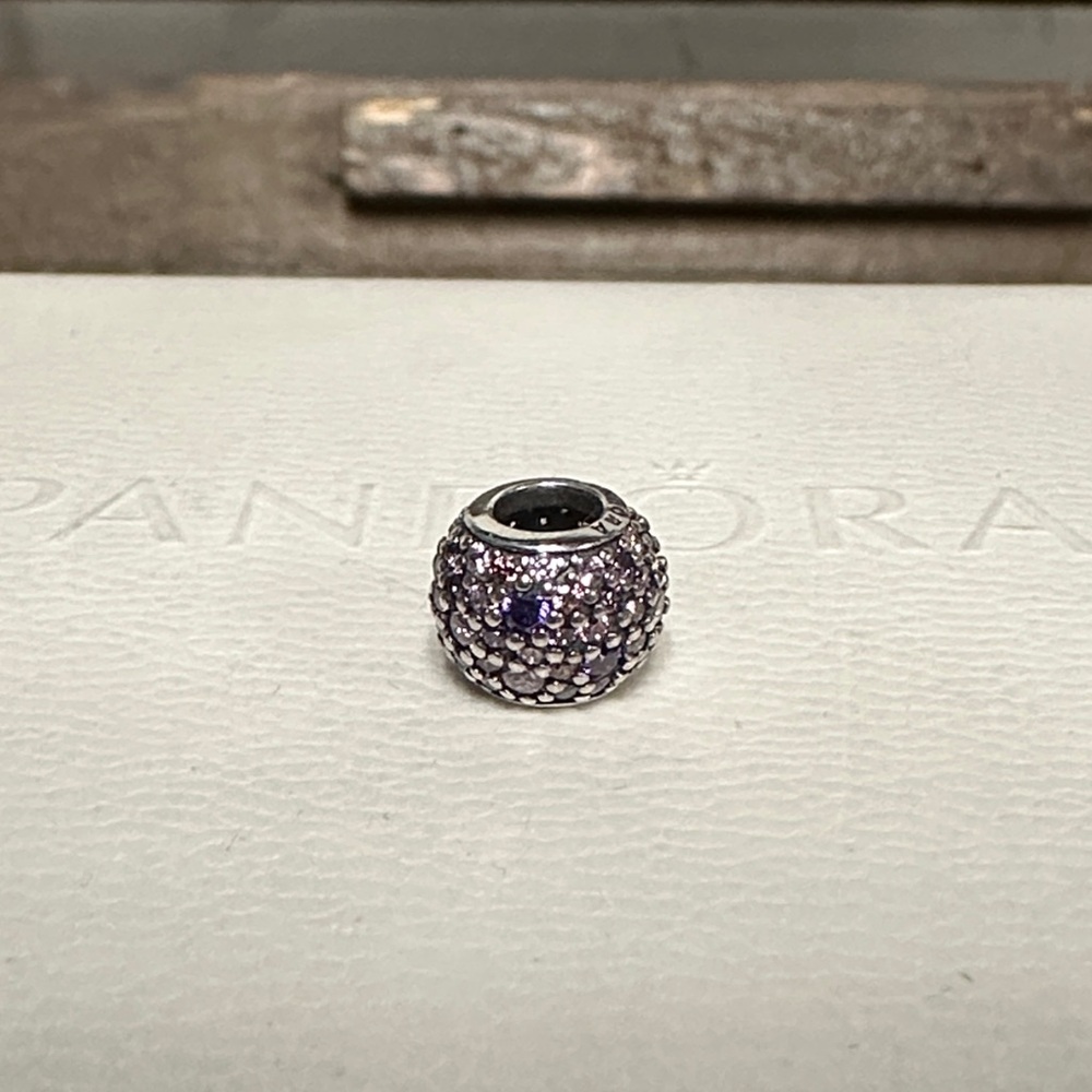 Pandora great shape pave lights purple pink cz crystal sterling silver ale charm